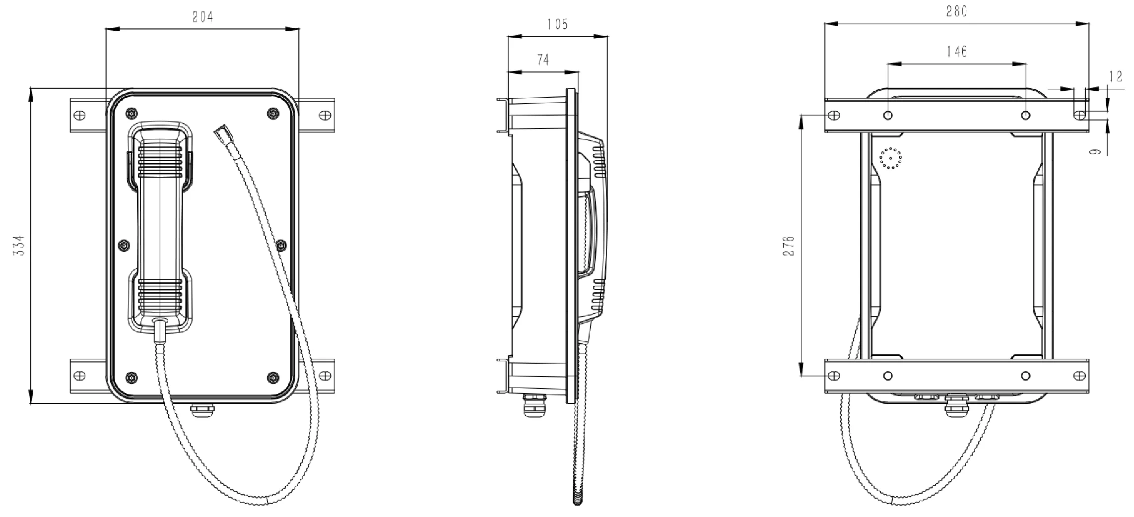JR103-CB-4G Dimensions