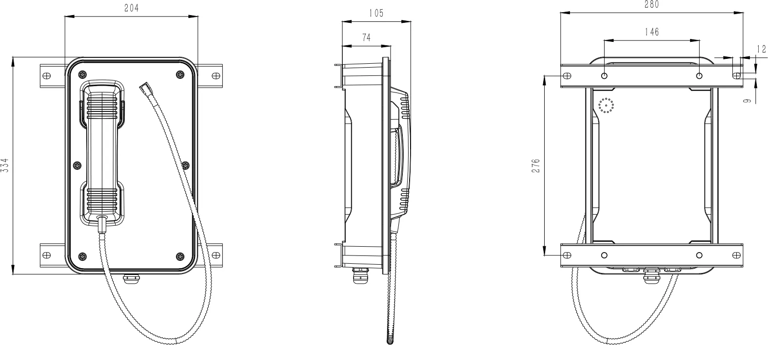 JR103-CB-SIP Dimensions