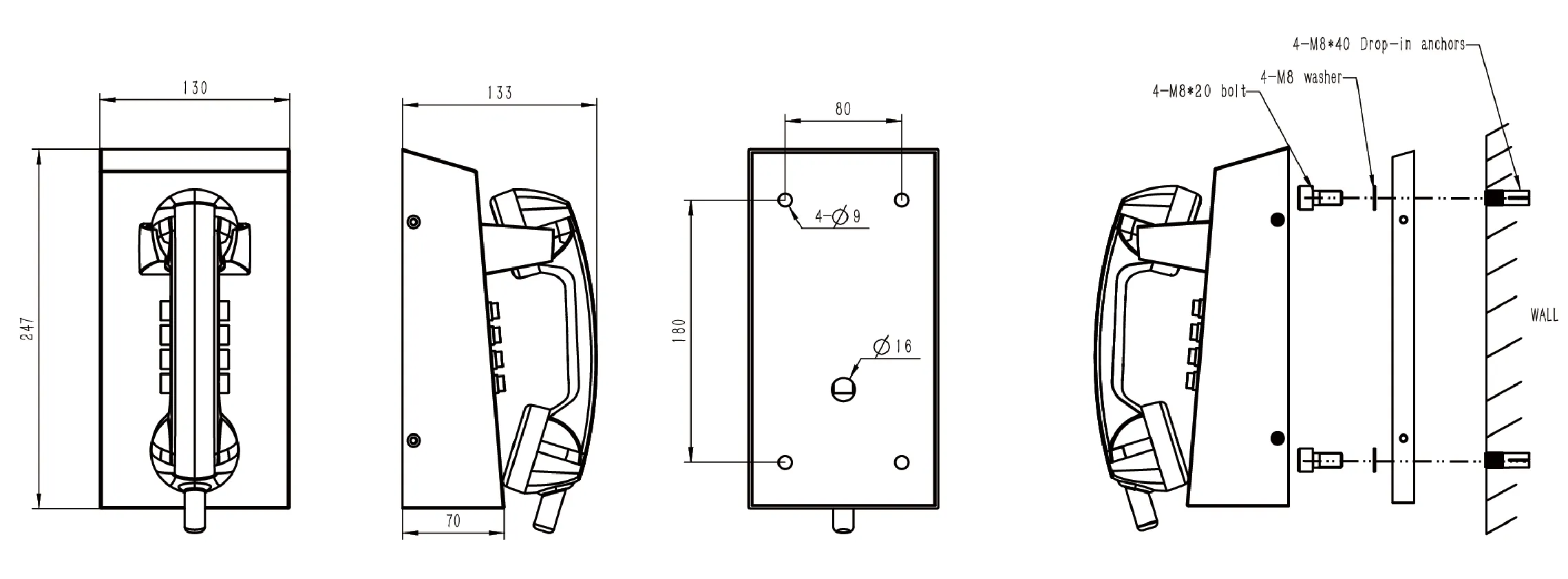 JR201-FK-4G Dimensions